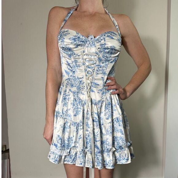 Sugar Thrillz Holding Court Mini Dress Blue Size Medium NWT - Picture 8 of 9